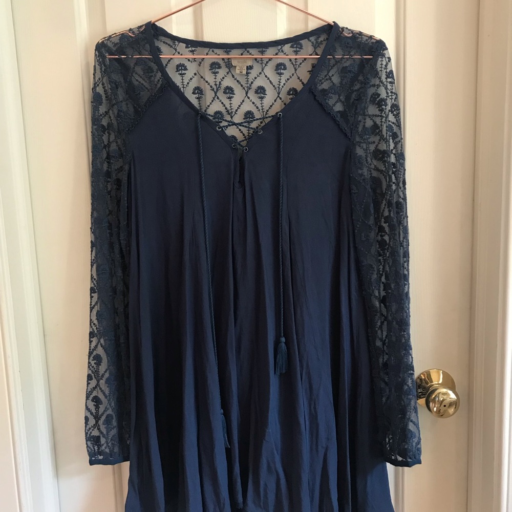 Teal Tassel Swing Dress